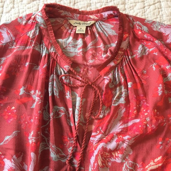 Lucky Brand Boho Floral Peasant Blouse - S - Picture 5 of 8